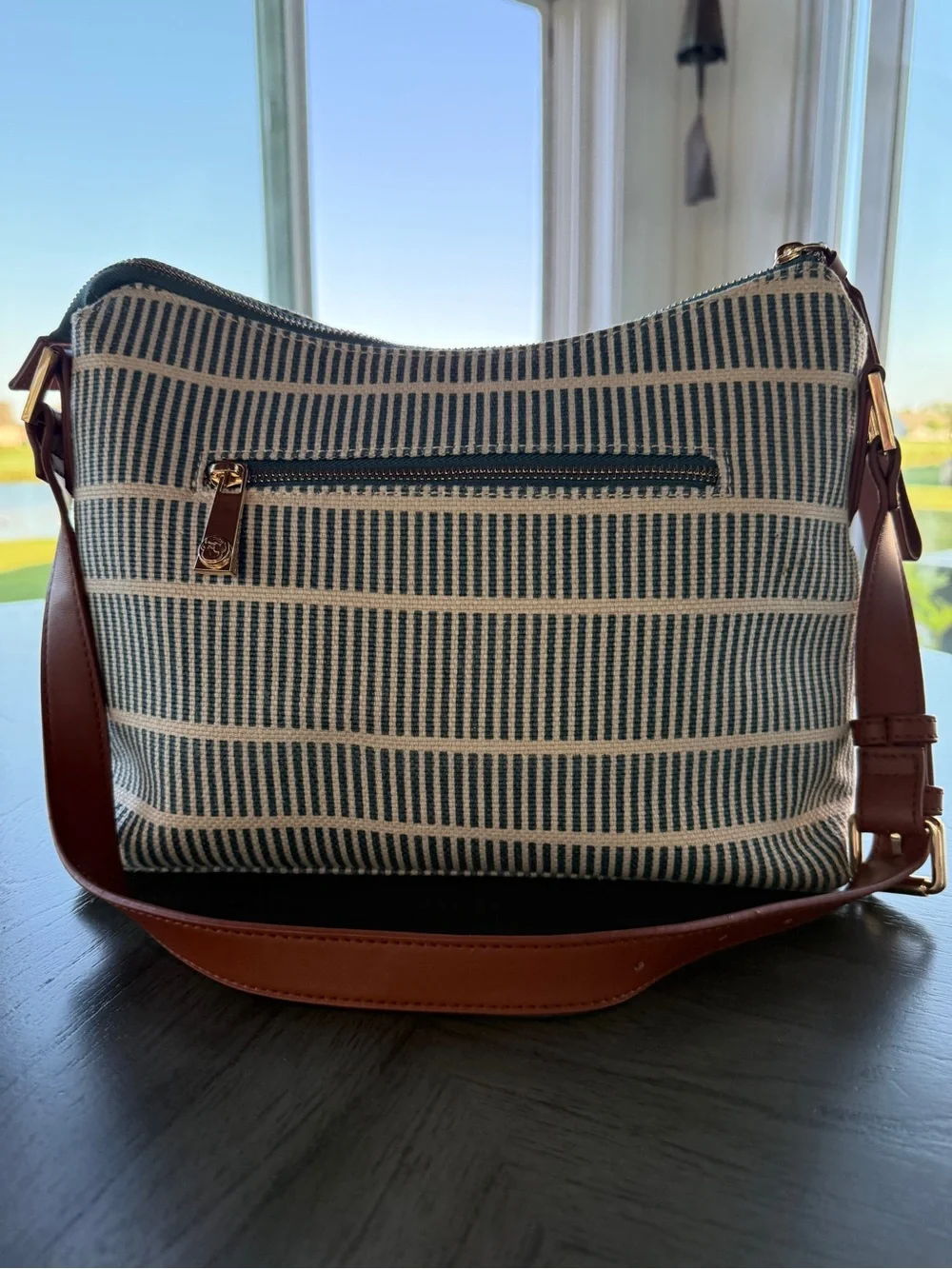 Spartina 449 Daufuskie Island Blue Cream Striped Linen Shoulder Bag